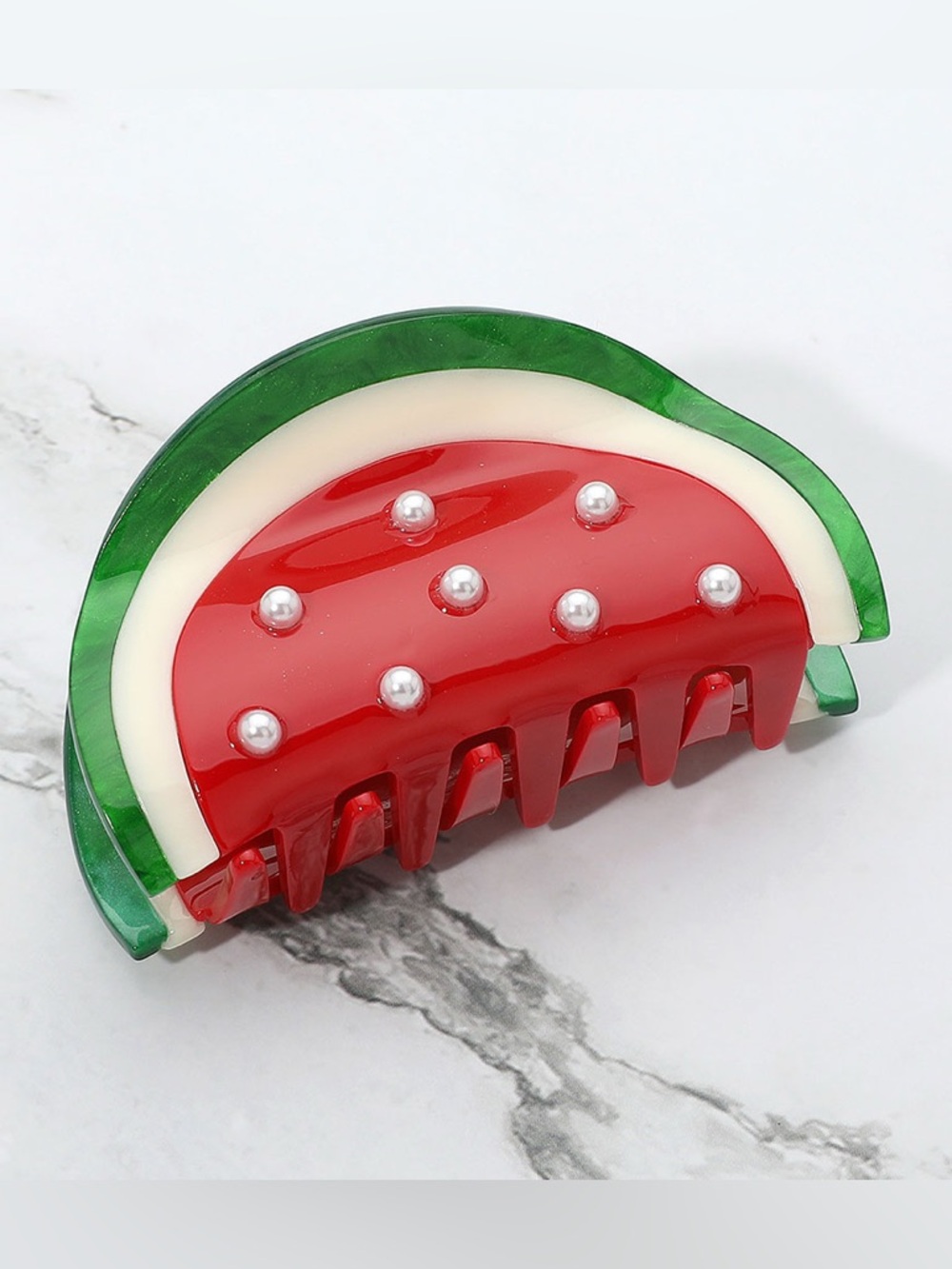 Watermelon Hair Claw Clip with Pearl Embellishment
